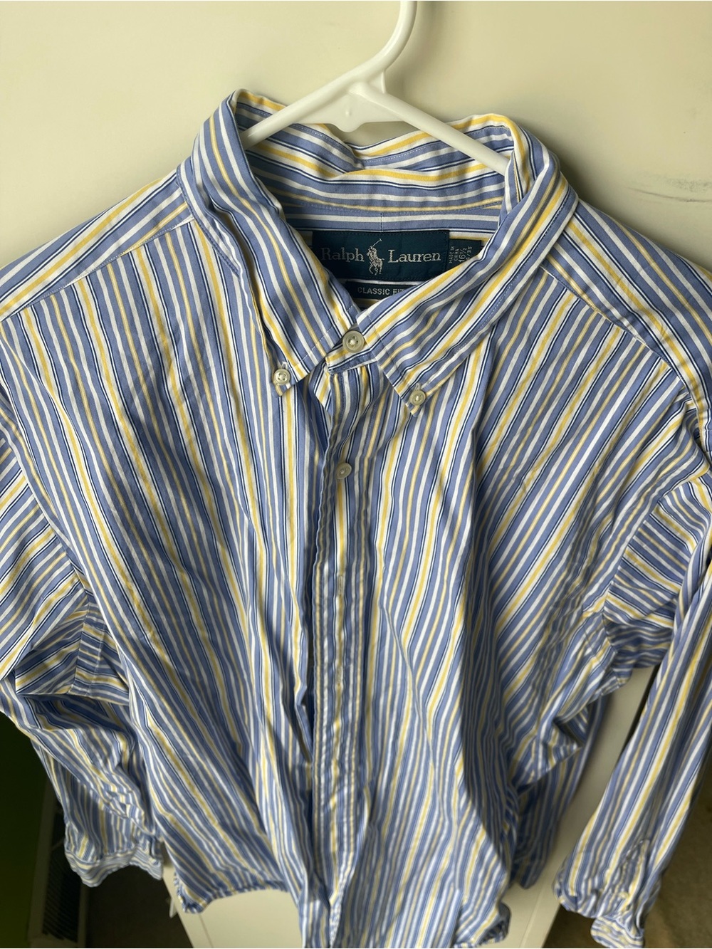 Ralph Lauren Blue and Yellow Striped Button-Down Shirt